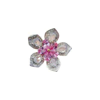 China Unburned Papalacha Romantic Sakura Pendant, Rose Sapphire, 18K Gold Diamond Set for sale