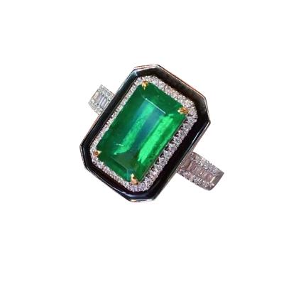 China Muzo romantic vitreous electro-optical green ring, black ceramic inlay! Ultimate simplicity! for sale