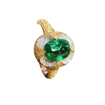 China Romantic Glassy Green Ring | luxury group arrangement | 18K gold diamond color treasure for sale