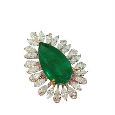 China Large Water Drop Romantic Emerald | put a second of trailing | 18K gold Diamond Sapphire set for sale