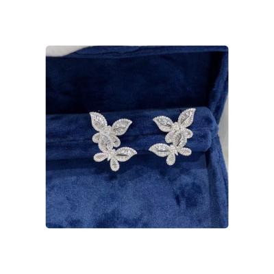 China Fast Delivery Exquisitely Crafted 1.56 Carat Natural Diamond Double Butterfly Earrings in 18k White Gold for sale