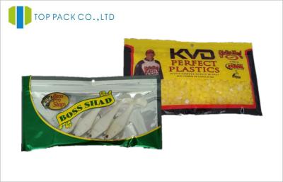 China 12C Customized Lure Packaging With Plastic Laminated Zipper Green / Yellow for sale