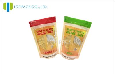 China PET/PE Resealable Stand Up Food Pouches Clear Window For Rice Packaging for sale