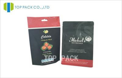 China Plastic Ziplock Stand Up Food Pouches With Matte Background Glossy Logo Finishing for sale