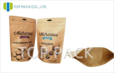 China Moisture Proof zipper stand up food pouch , Nuts kraft paper packaging for sale