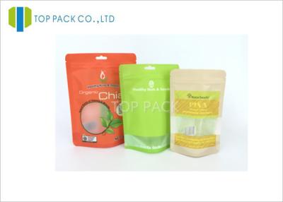 China Matte PE food Ziplock Stand Up Pouches Clear Window Packaging 500g for sale