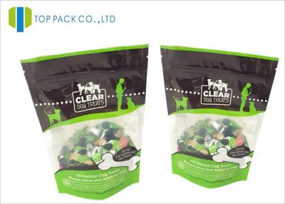 China Glossy Finished Pet Food Packaging / foil stand up zip pouch Clear Window for sale