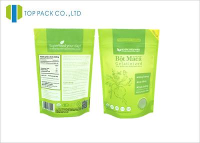 China Green Matte Stand Up Food Packaging Bags For Superfoods , Zip Top Laminated for sale