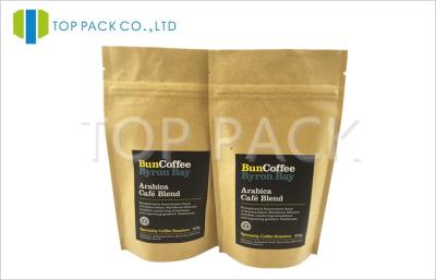 China Printing Brown kraft paper zipper bags , Laminated stand up coffee bags for sale