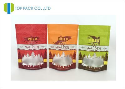 China Custom Laminated 100g Stand Up Foil Bags Clear Window Tabacco Packaging for sale