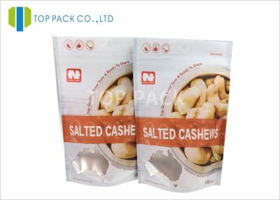 China Gravure Printing Plastic Stand Up Pouches , Salted Cashews Plastic Food Pouches Matte Surface for sale