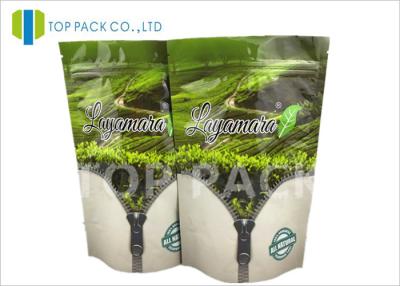 China Gravure Printed Flat Foil Stand Up Bags , tea packaging pouch Zip Lock Closure for sale