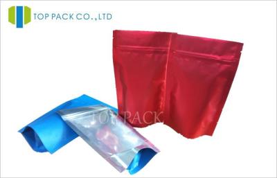 China Red / Blue Plain Stand Up Pouches For Dry Food With Zipper , Window for sale