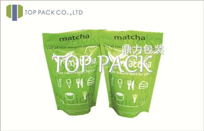 China Green Tea Printed Stand Up Pouch Bag With Zip Lock 150g Printed Food Packaging for sale