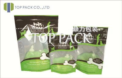 China Bottom Gusset Pet Food Bags With Zipper 100g 250g 500g Green / Yellow for sale