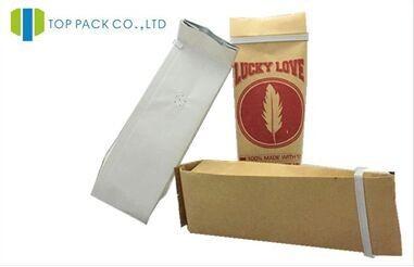 China Kraft Paper Resealable Coffee Bags With White Tin Tie 5oz / 10oz / 20oz Storage for sale