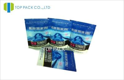 China Blue Shiny Printed Stand Up Ziplock Pouches Barrier Proof for Powder for sale