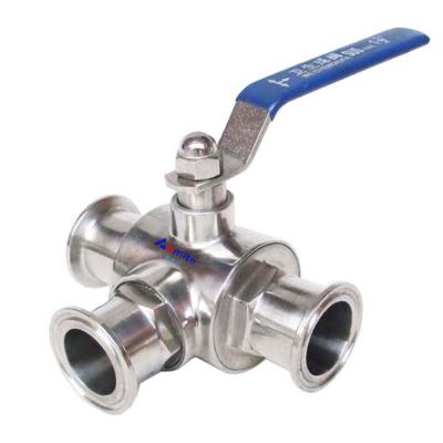 China General High Quality Sanitary Three Way Stainless Steel Three Way Threaded Ball Valve for sale