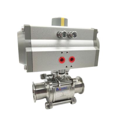 China General 2 Inch 3 Pcs Stainless Steel Pneumatic Operated Control Valves Ball Valve for sale