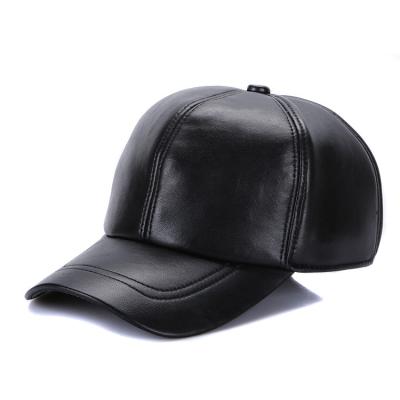 China Custom Character Vintage Logo 6 Panel Dad Baseball Cap Waterproof Genuine Leather Hat Handsome For Men Hat for sale