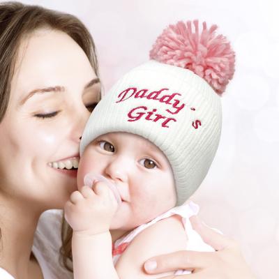 China Newborn Baby Beanie Hats For Babies Toddler Kids Knitted Winter Embroidery COMMON Soft Cute Pompom for sale