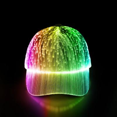 China Custom Picture Party Fiber Optic Luminous Cowboy Music Festival Light Up Glow In The Dark Glowing LED Cap for sale