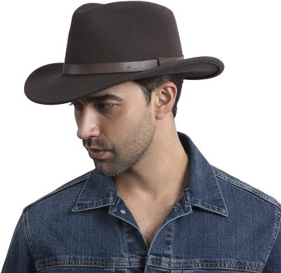 China Cowboy in White Hat Wide Brim Fedora Hat For Men Plush Fedora Hats Women Wholesale 2021 for sale