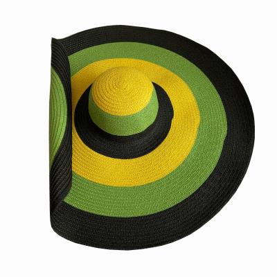 China Picture Wide Brim 25cm Custom Logo Straw Hats Fashion UV Protect Sunshade Summer Seaside Outdoor Straw Hats for sale