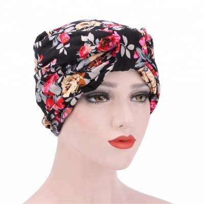 China Newest Customized Professional Customized Women Floral Muslim Hat Cotton Turban Casual Bandana for sale