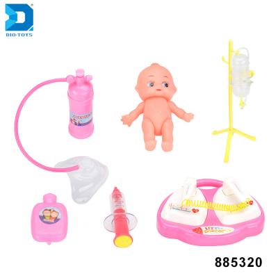 China Large Price Pink Kids Role Play Doctor Environmental Material Toys Set With IC Lights for sale