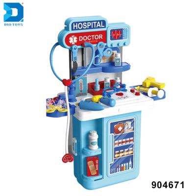 China 4 Eco-friendly Materials In 1 Plastic Trolley Case Kids Pretend Play Doctor Toys With Light Sound for sale