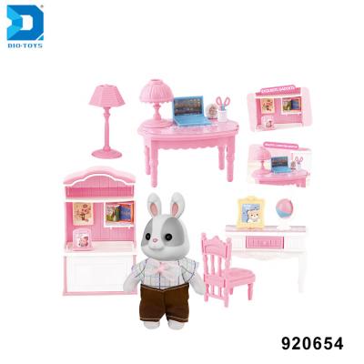 China Lovely Environmental Material Study Room Toys Dollhouse DIY Furniture Sets Toy For Children for sale