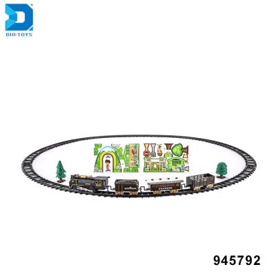 China Eco-friendly material simulation electric train track diy toys with lighting music for sale