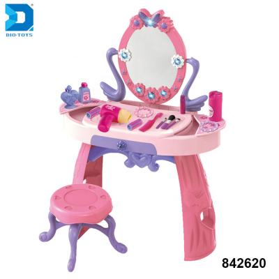 China With light hot sale girl make up dressing table toys with music and lights chair for sale