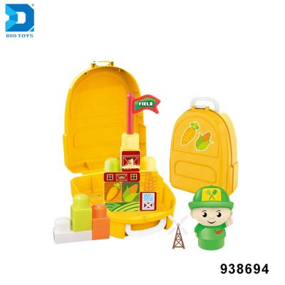 China Eco - Friendly Material Farmer Series Toys Plastic Backpack Building Blocks DIY for sale