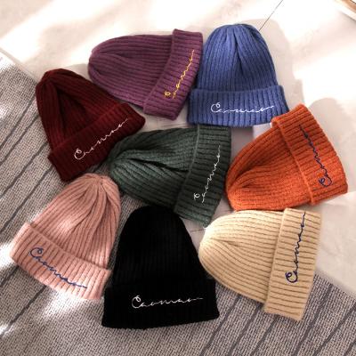 China COMMON High Quality Winter Knit Western Beanies Women Wool Hats Cap Winter Hat Knitted Embroidery Custom Logo for sale