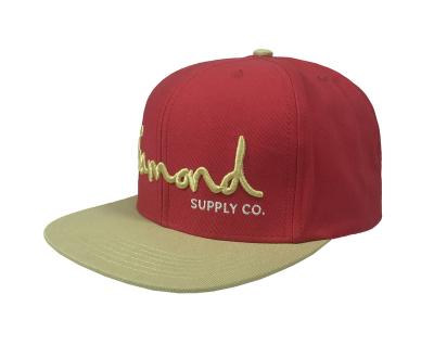 China JOINT OEM Structured 3d Embroidery Flat Brim Two Tone Hip Hop Custom Men's Fashion 6 Panel Snapback Cap Hats for sale