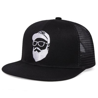 China Custom Hat 6-Panel Men Fashion Embroidered Logo Hip Hop Gray Mesh Snapback Hat, 5 Panel Acrylic Flat Brim Trucker Hats for sale