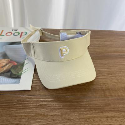 China COMMON Embroidery Sun Visor Hat Cotton Outdoor Sport Beach Running Adjustable Golf Sun Visor Hat For Women Men for sale