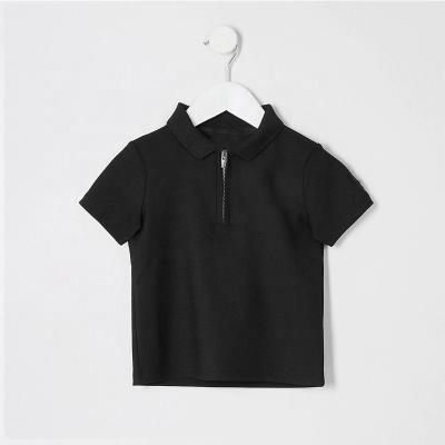 China Custom Black Kids Polo Baby Boy Short Sleeve Summer T-Shirt Anti-Shrink Neck for sale