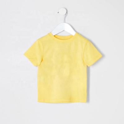 China Custom Baby Boys Printing Logo Anti Shrink Embroidery 100% Cotton Kids Yellow T-Shirt for sale