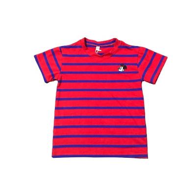 China Custom Hot Selling Anti-pilling Babies Fashion Short Sleeve Kids Striped Print Cotton T-shirt for sale