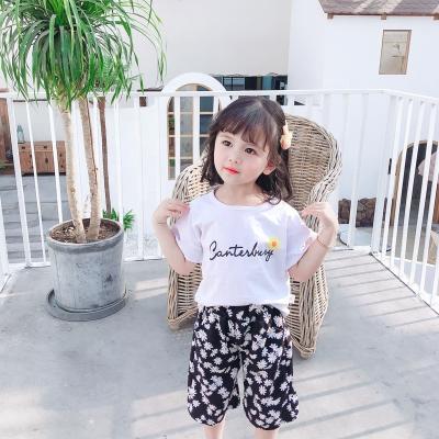 China New Babies Sweet Summer Fashion Designs Summer T-shirt And Pants Two Pieces Clothing Sets for sale