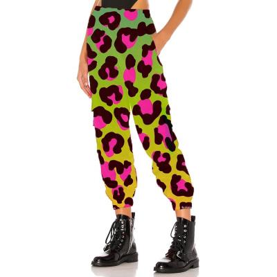 China New arrival high quality custom made fashional ladies cargo pants women anti-pilling colorful leopard print pants for sale