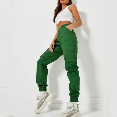 China Wholesale New Designs Women Cotton Twill Green Cargo Pants Custom Anti-pilling 2021 Ladies Fashion Pants for sale