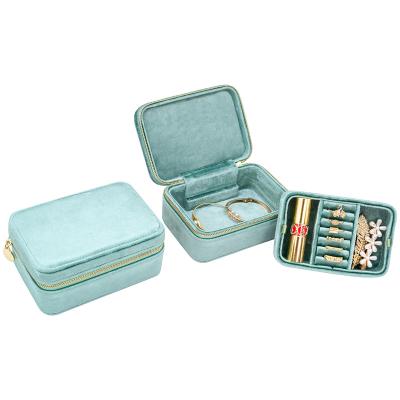 China High Quality Luxury Velvet Jewelry Tray Portable Travel Jewelry Storage Box for sale