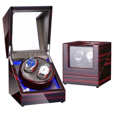 China Wholesale 2+0 Luxury Red Wood Automatic Watch Winder Box Watch Storage Storage Display Japanese Lacquer Motor for sale