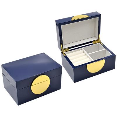 China High Quality Wooden Jewelry Box Logo Ring Cufflinks Case Hardware Lock Wooden Shiny Storage Boxes Custom Wholesale Wooden Jewelry Boxes for sale