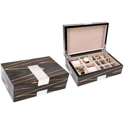 China Handmade luxury wooden box for gift glossy lacquer box with metal logo part for gift storage for sale