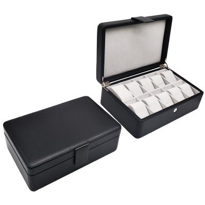 China 10 Slot Men's Handmade Custom Made Luxury Black Leather PU Display Packaging Box Wrist Watch Storage Box for sale